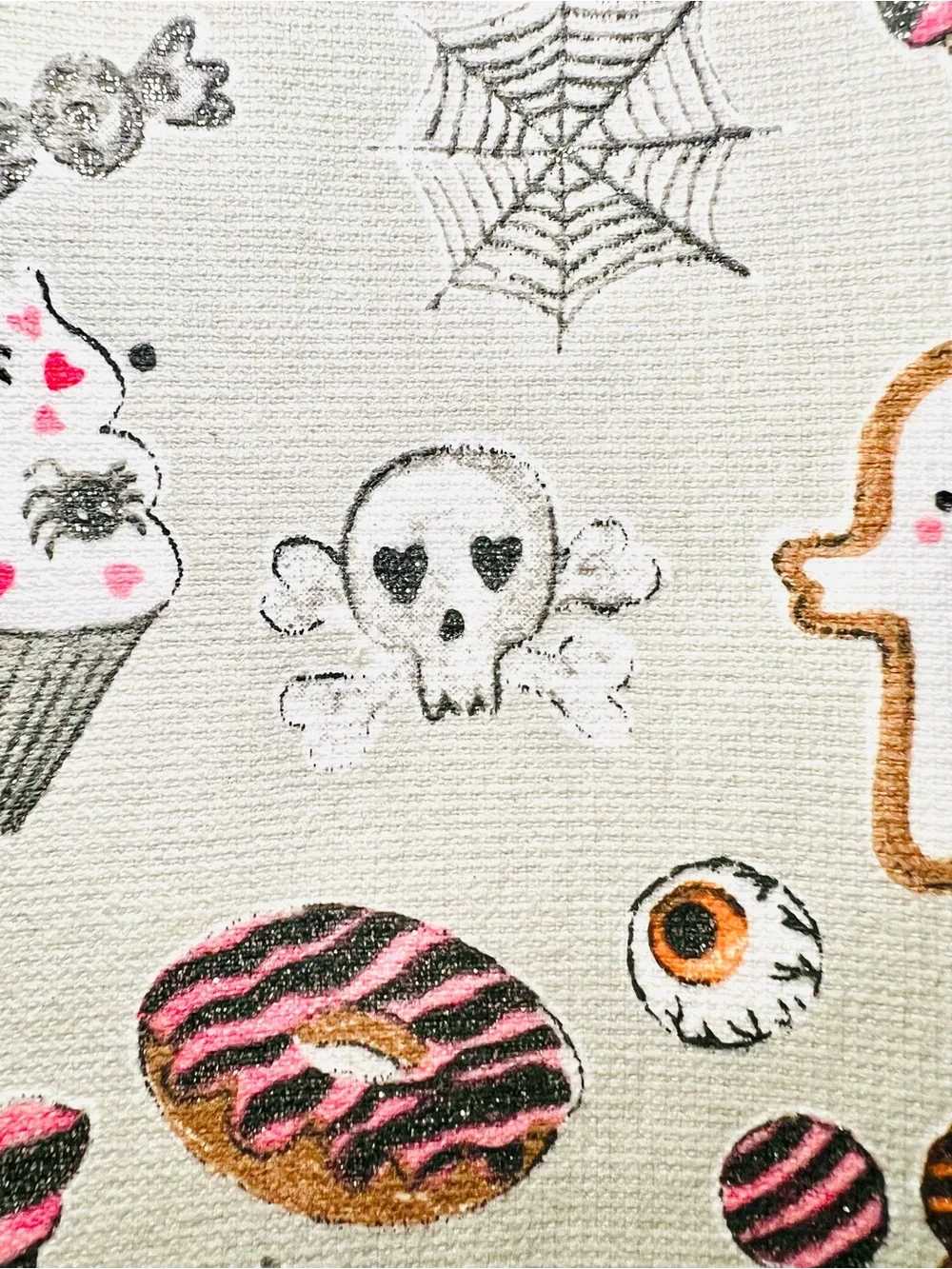 2 Halloween Sweets Kitchen Towels Candy Cookie Ghost Cupcake Donuts Glittered